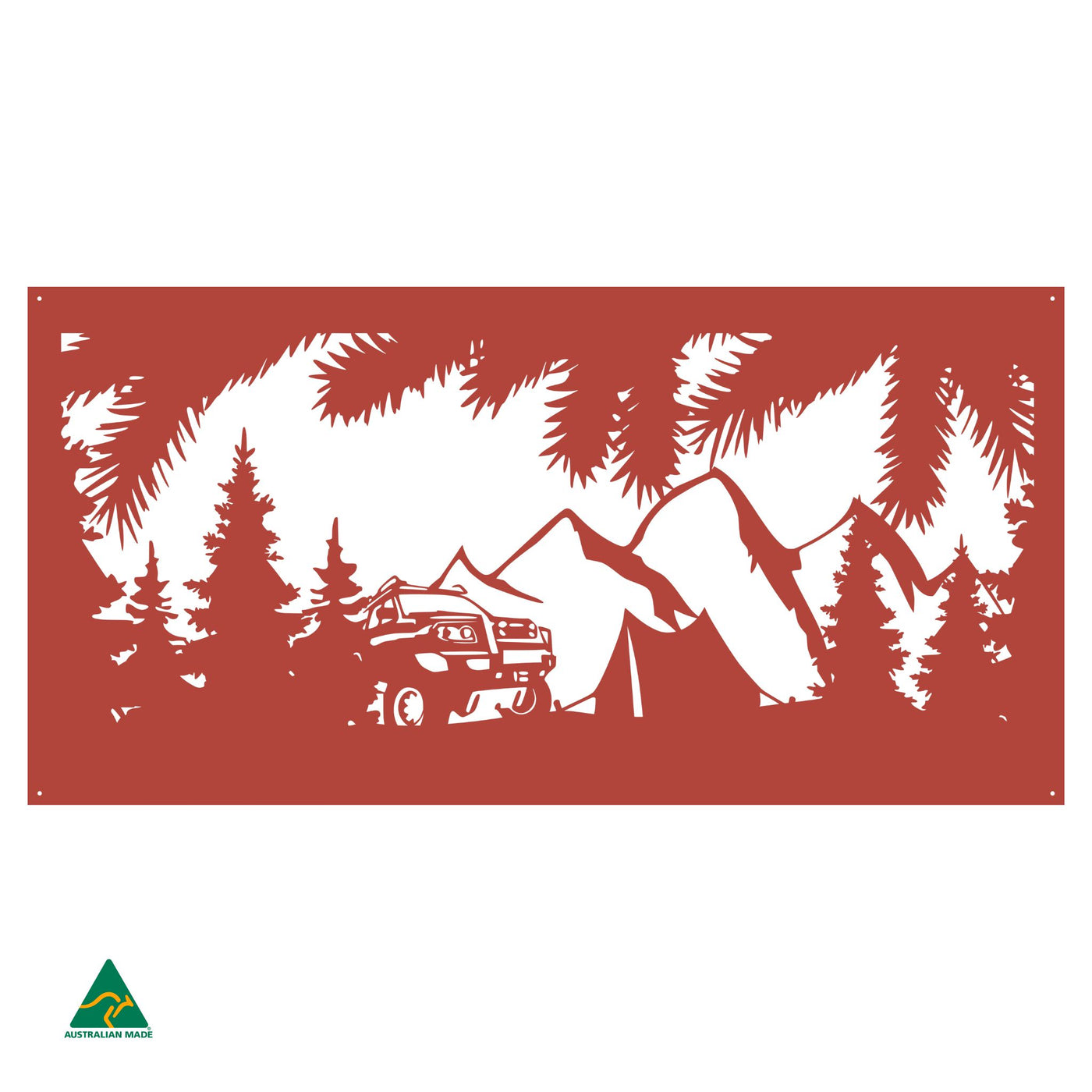 Camping Out Metal Wall Art | Signal Red Gloss