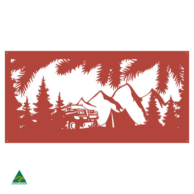 Camping Out Metal Wall Art | Signal Red Gloss