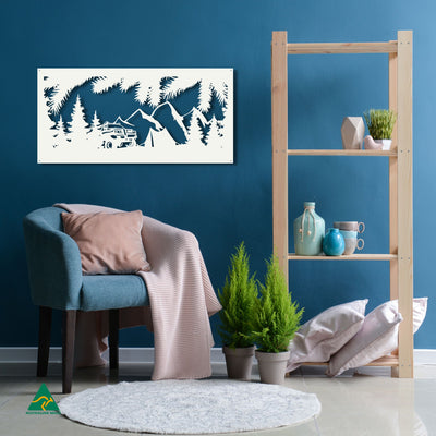 Camping Out Metal Wall Art Staged Image | White Matt