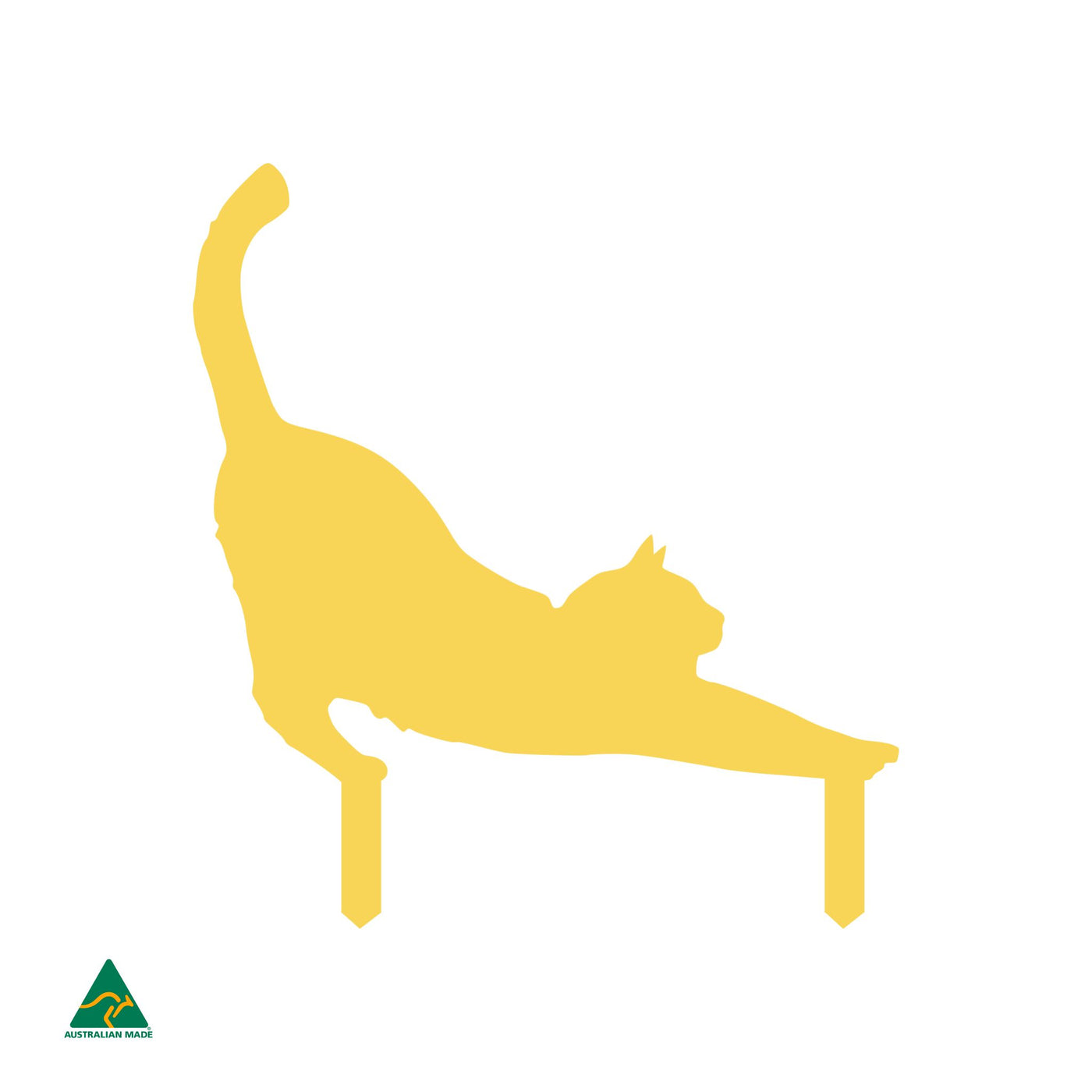 Cat Stretching Garden Decor| Lemon Yellow Gloss