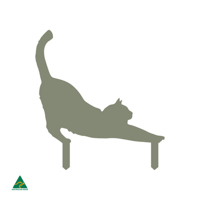 Cat Stretching Garden Decor | Pale Eucalypt Matt