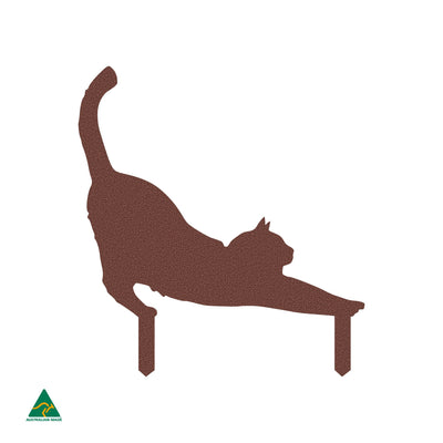 Cat Stretching Garden Decor | Rust Patina