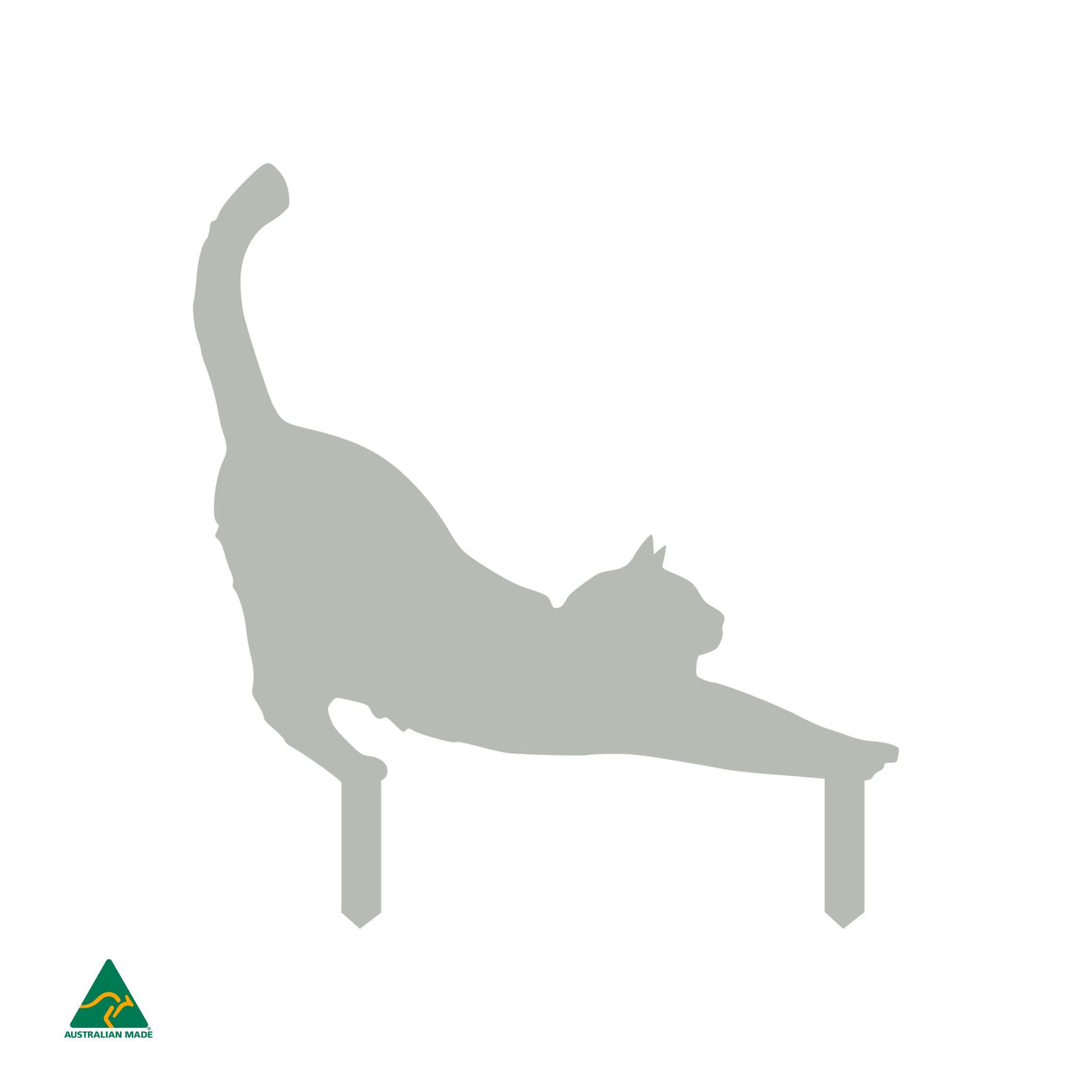 Cat Stretching Garden Decor | Shale Grey Matt