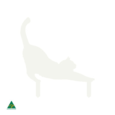 Cat Stretching Garden Decor | White Matt