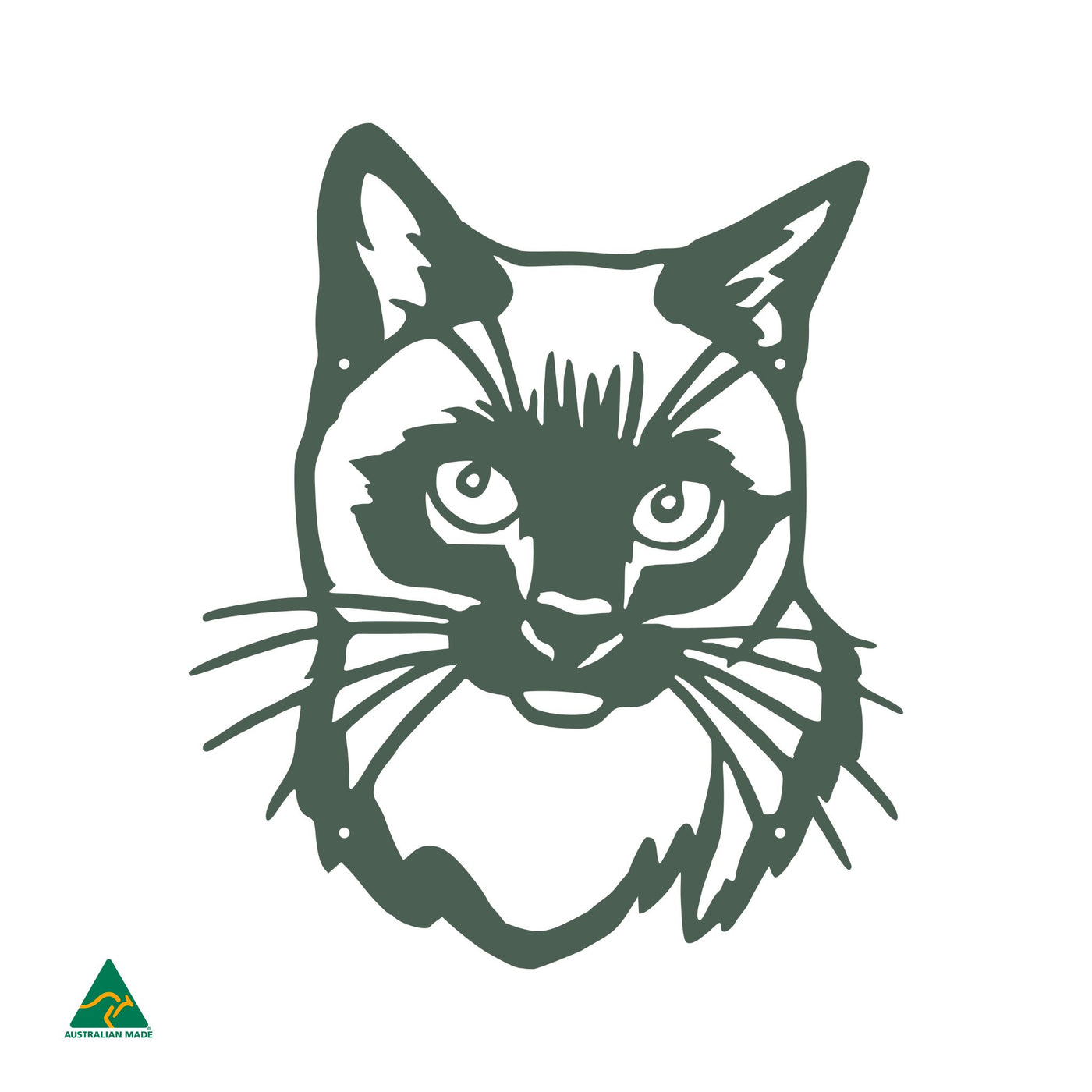 Cat Portrait Metal Wall Art | Cottage Green Satin
