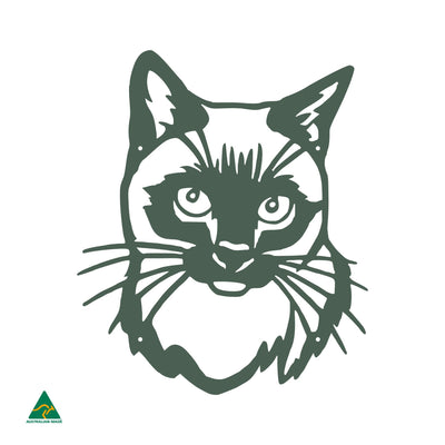Cat Portrait Metal Wall Art | Cottage Green Satin