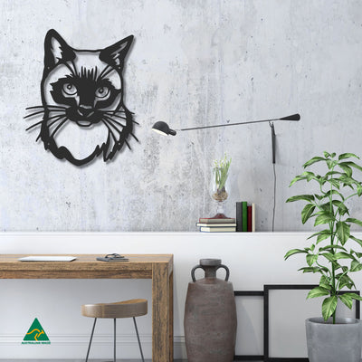 Cat Portrait Metal Wall Art Staged Image | Night Sky (Black) Matt