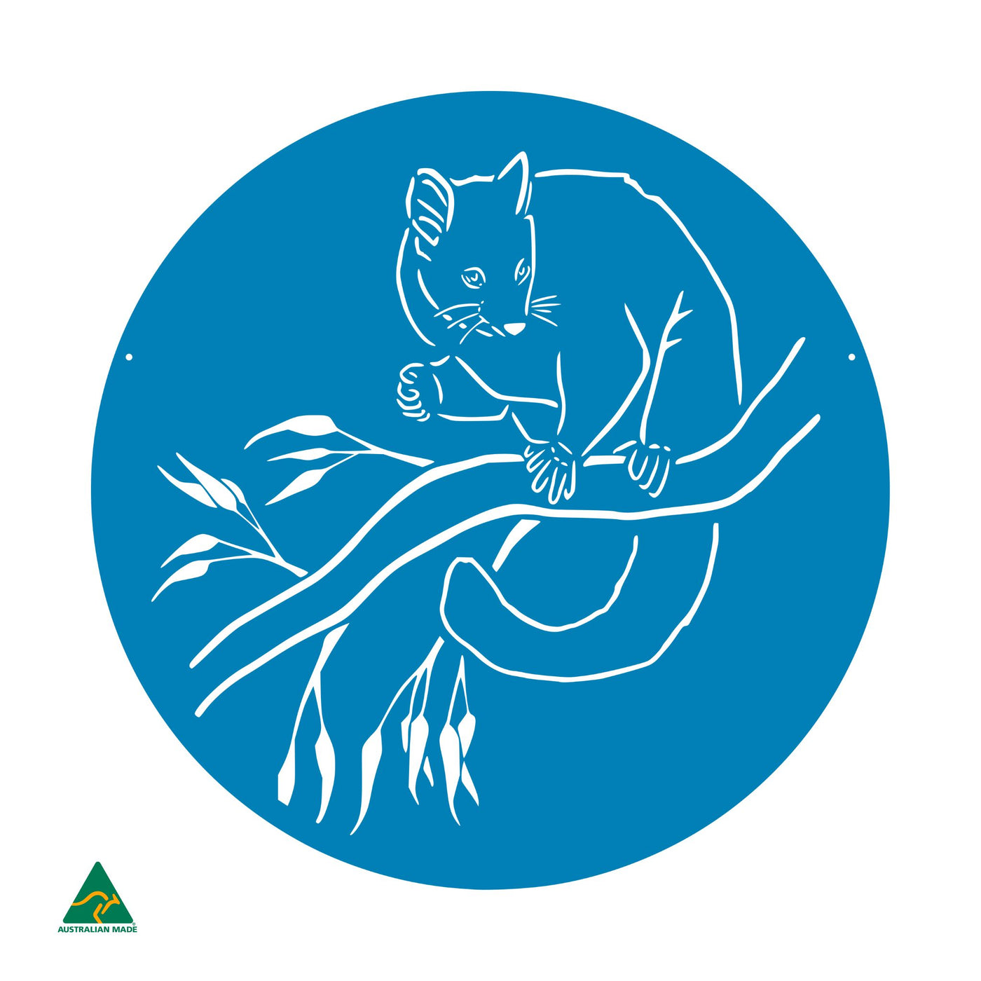 Cheeky Possum Round Metal Wall Art | Blaze Blue Gloss