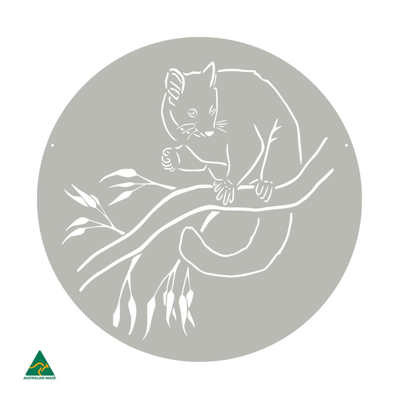 Cheeky Possum Round Metal Wall Art | Shale Grey Matt