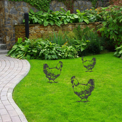 Chicken Garden Decor Staged Image | Night Sky (Black) Matt