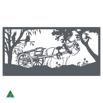 Clydesdale Horse & Cart Metal Wall Art | Ironstone Matt