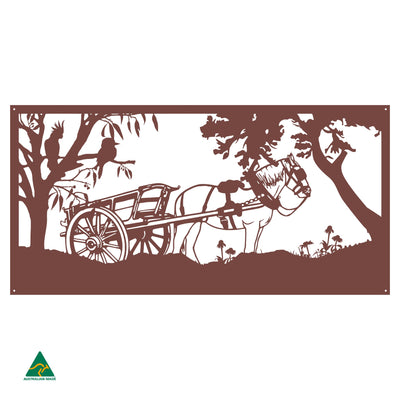 Clydesdale Horse & Cart Metal Wall Art | Manor Red Satin