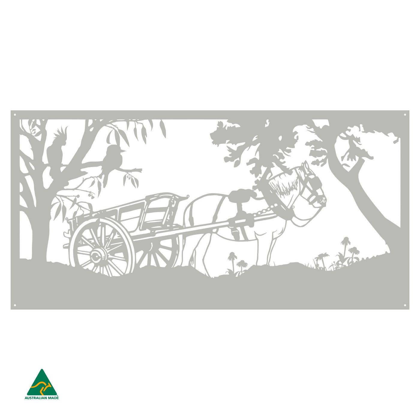 Clydesdale Horse & Cart Metal Wall Art | Shale Grey Matt