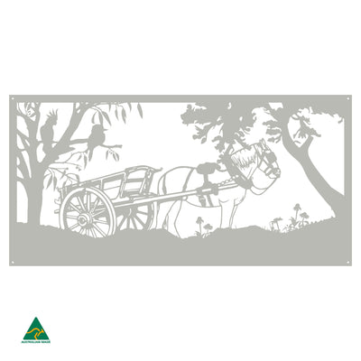 Clydesdale Horse & Cart Metal Wall Art | Shale Grey Matt