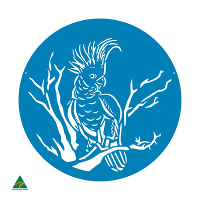 Cockatoo Round Metal Wall Art | Blaze Blue Gloss