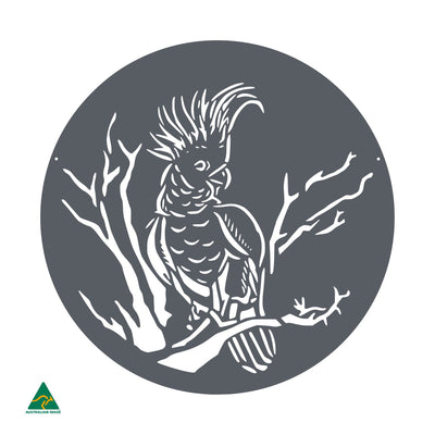 Cockatoo Round Metal Wall Art | Ironstone Matt