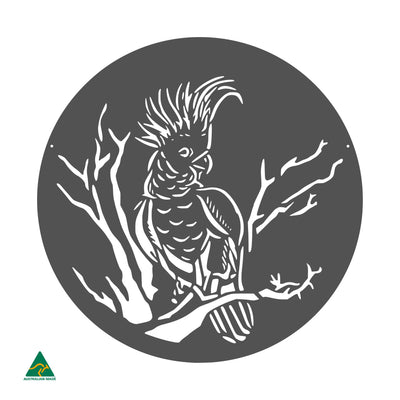 Cockatoo Round Metal Wall Art | Monument Matt