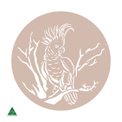 Cockatoo Round Metal Wall Art | Pink Sand Matt