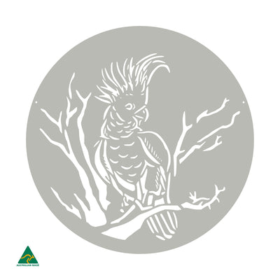 Cockatoo Round Metal Wall Art | Shale Grey Matt