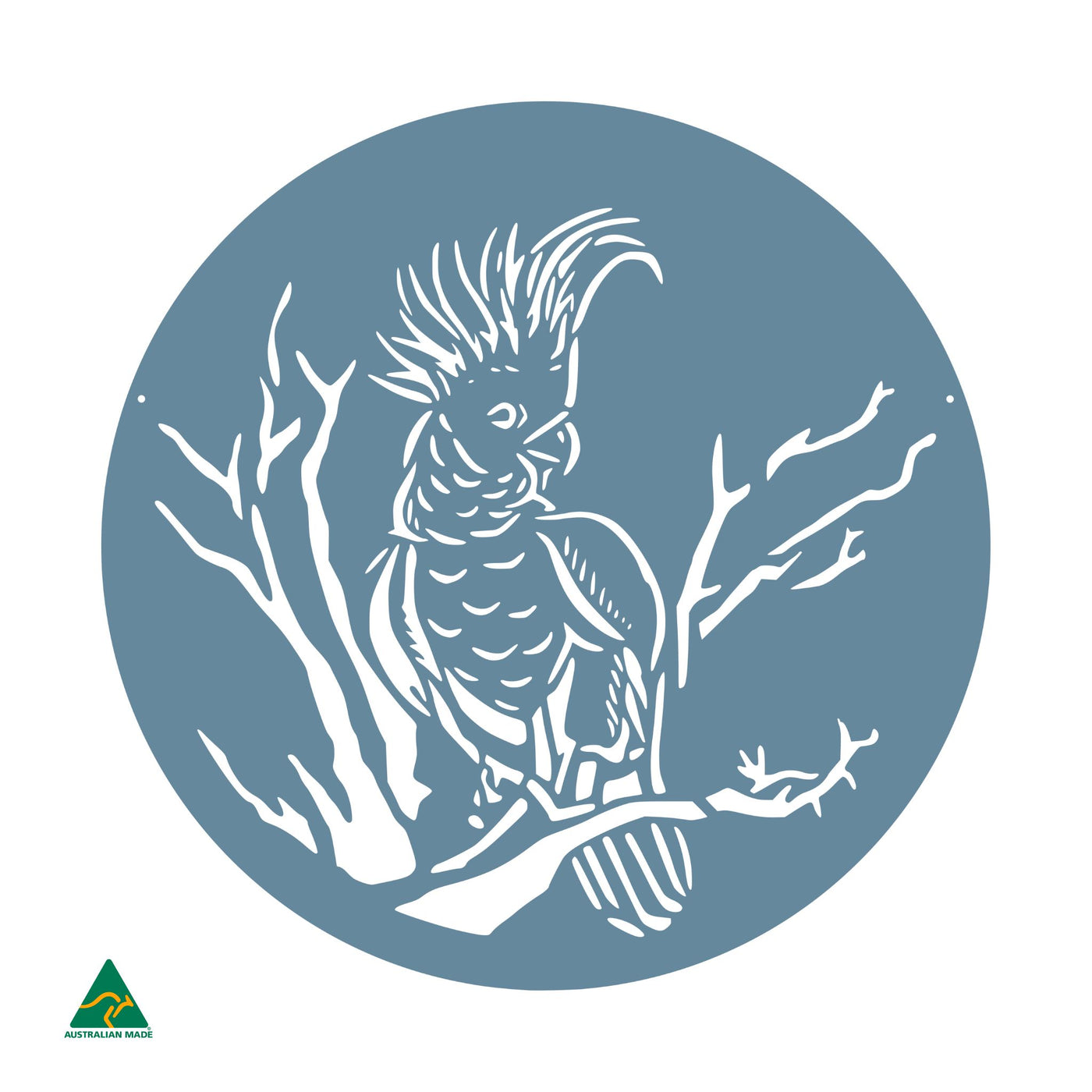 Cockatoo Round Metal Wall Art | Wedgewood Satin