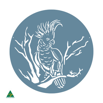 Cockatoo Round Metal Wall Art | Wedgewood Satin