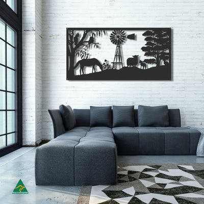 Country Living Metal Wall Art Staged Image | Night Sky (Black) Matt