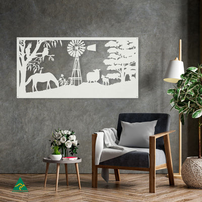 Country Living Metal Wall Art Staged Image | White Matt