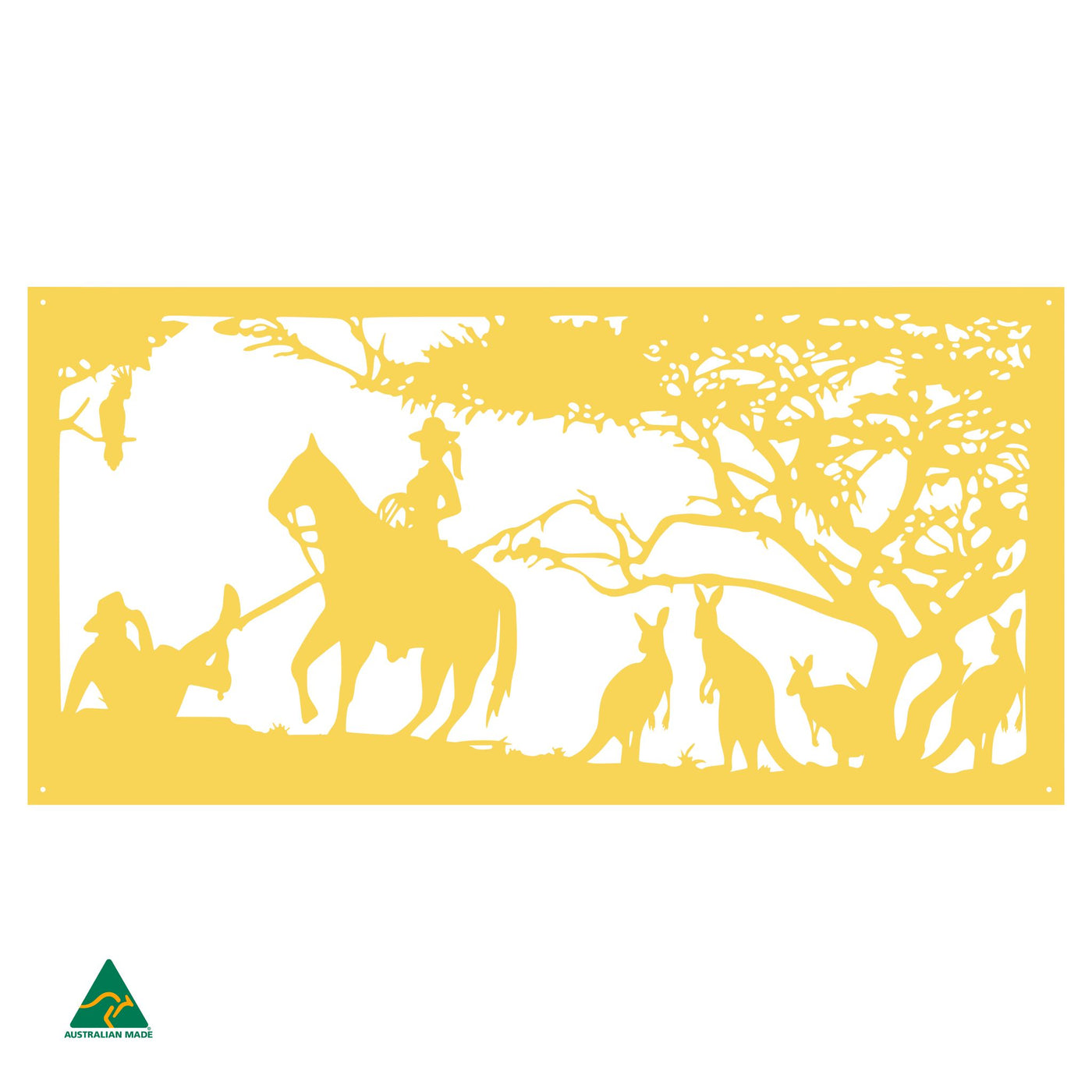 Cowgirl Metal Wall Art | Lemon Yellow Gloss