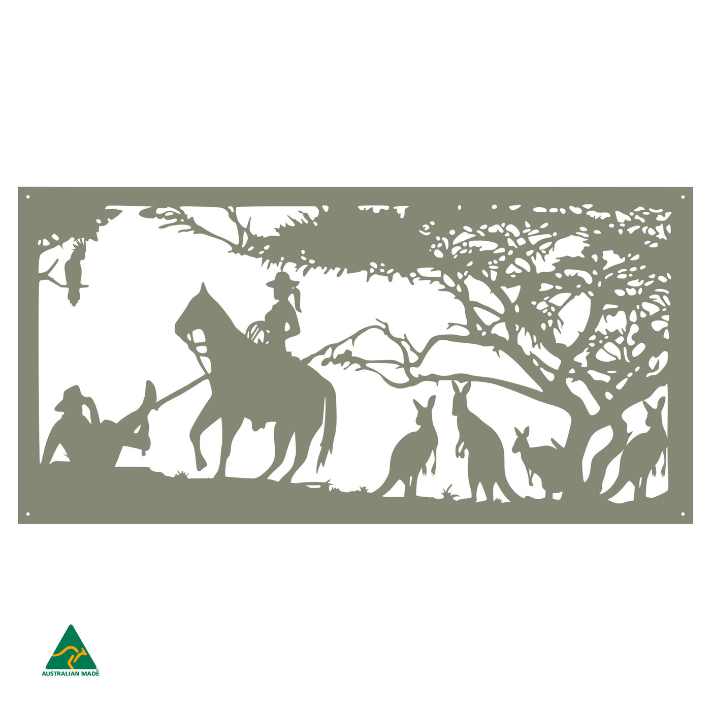 Cowgirl Metal Wall Art | Pale Eucalypt Matt