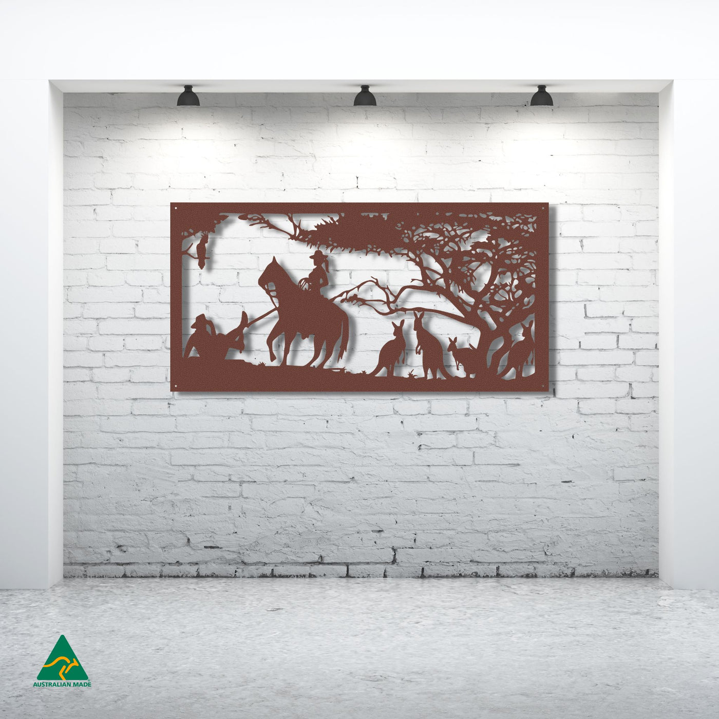 Cowgirl Metal Wall Art Staged Image | Rust Patina