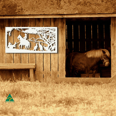 Cowgirl Metal Wall Art Staged Image | White Matt