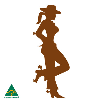 Cowgirl Silhouette Metal Wall Art | Rust Finish