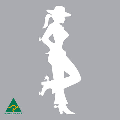 Cowgirl Silhouette Metal Wall Art | White Finish