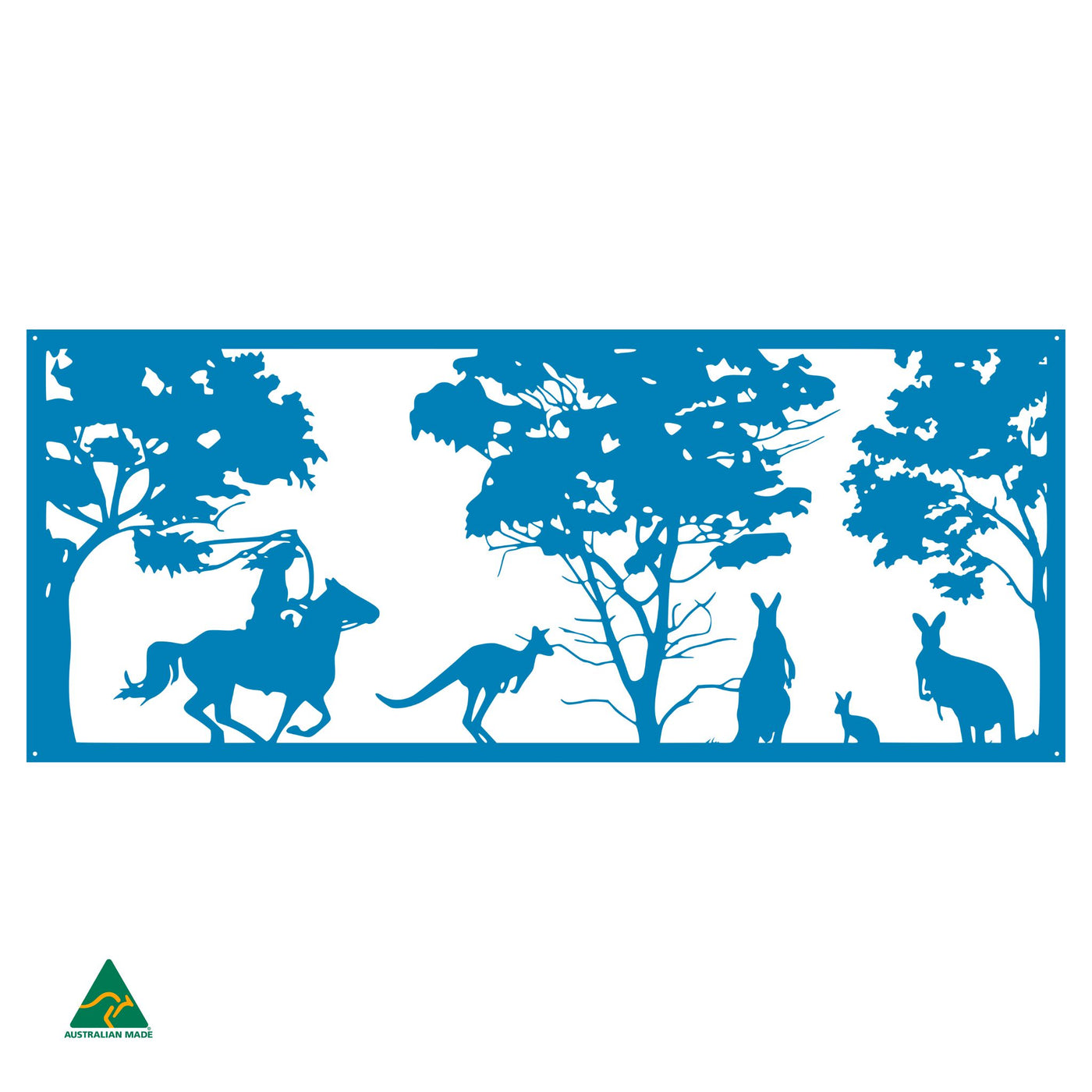 Cowgirl & Kangaroos Metal Wall Art | Blaze Blue Gloss