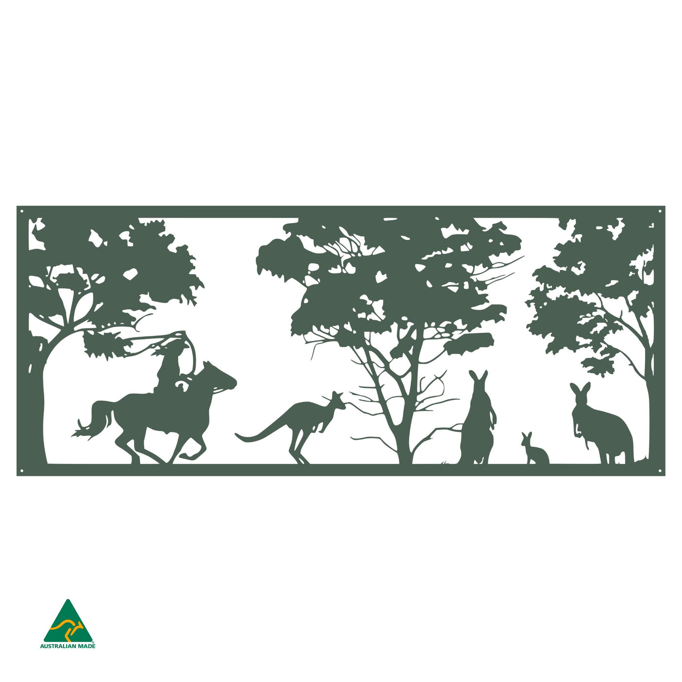 Cowgirl & Kangaroos Metal Wall Art | Cottage Green Satin