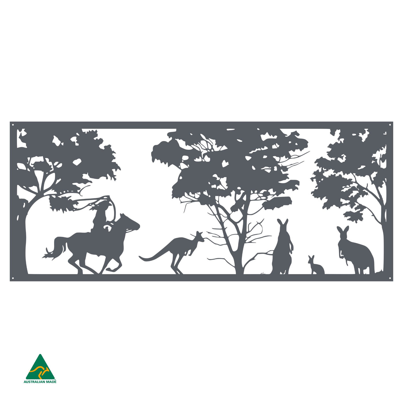 Cowgirl & Kangaroos Metal Wall Art | Ironstone Matt