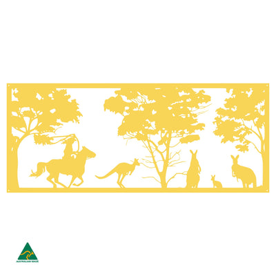 Cowgirl & Kangaroos Metal Wall Art | Lemon Yellow Gloss