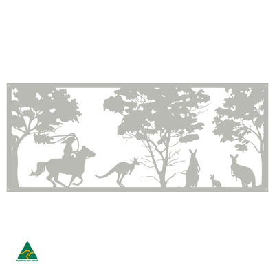 Cowgirl & Kangaroos Metal Wall Art | Shale Grey Matt