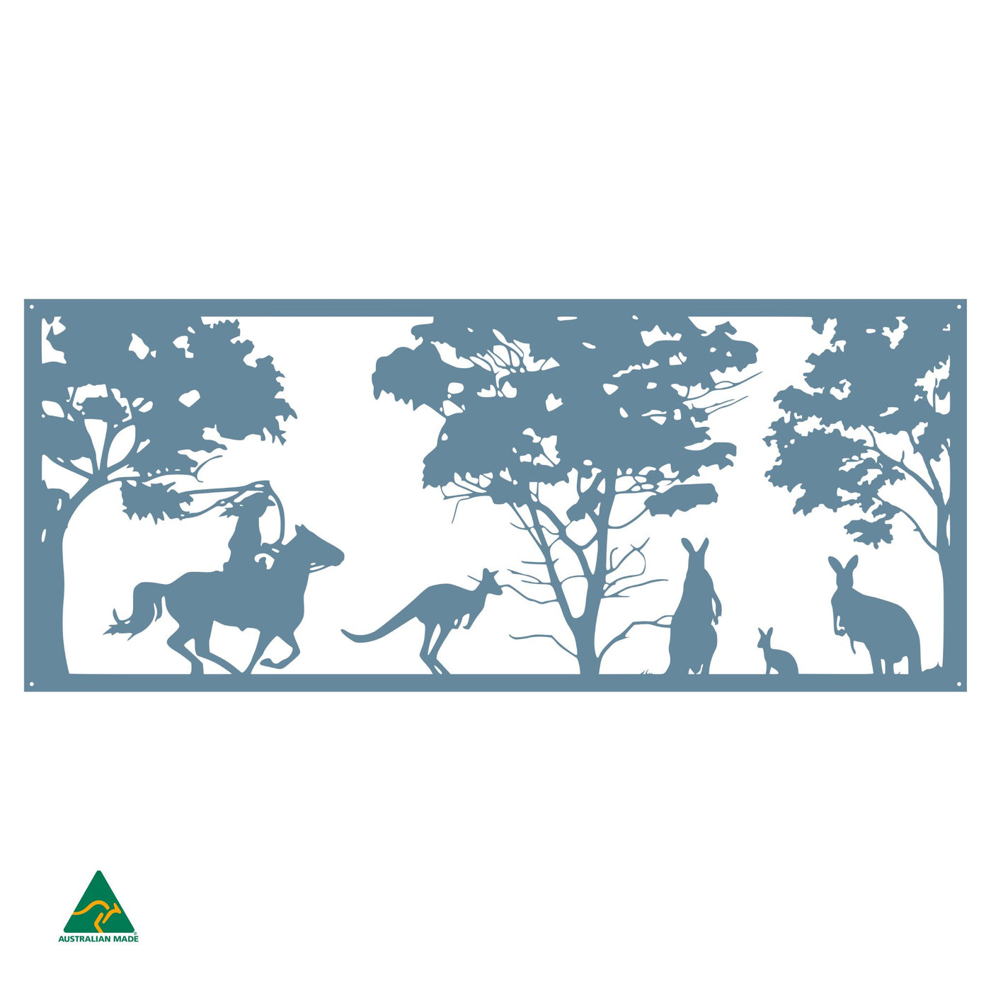 Cowgirl & Kangaroos Metal Wall Art | Wedgewood Satin