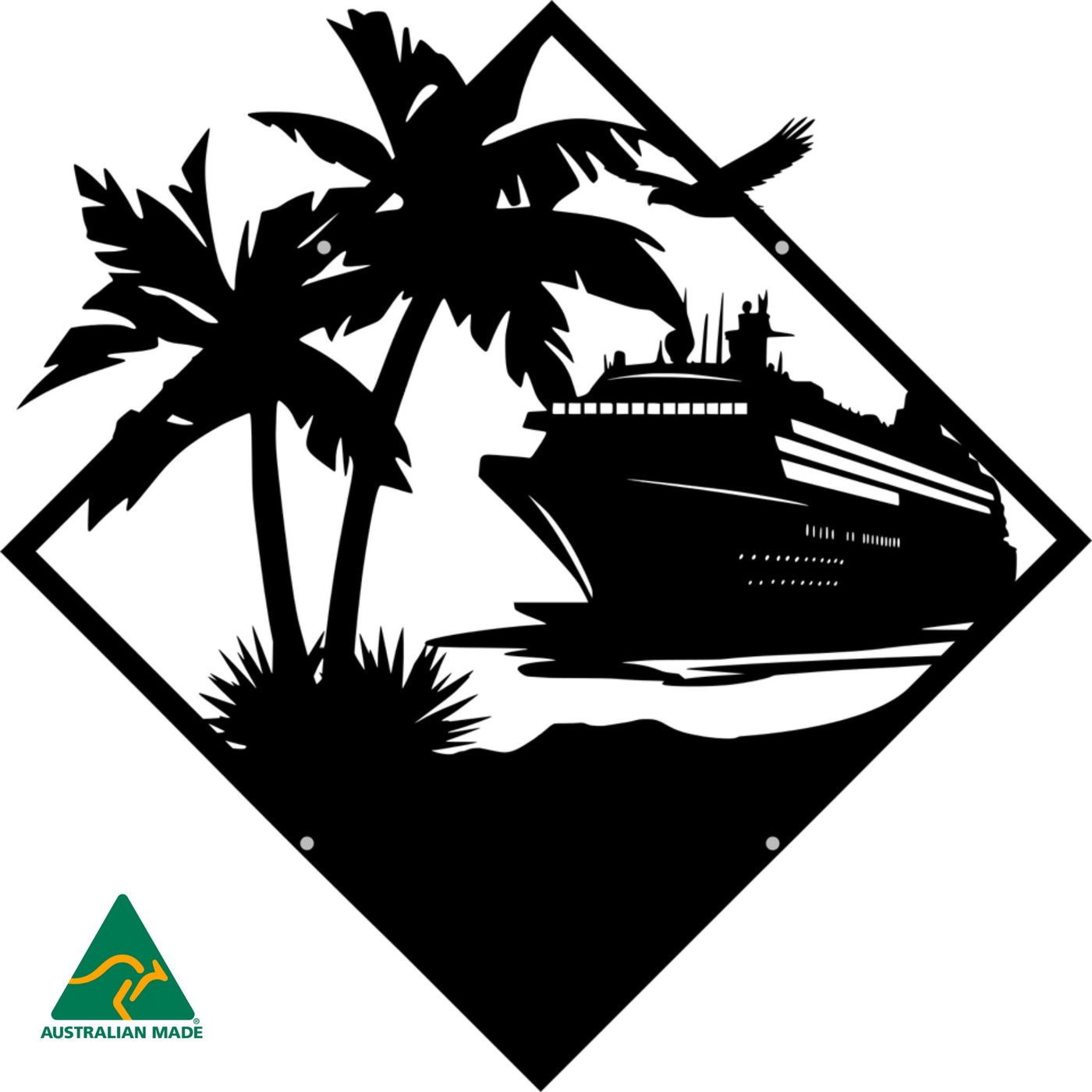 Cruise Ship Getaway Metal Wall Art | Black Finish