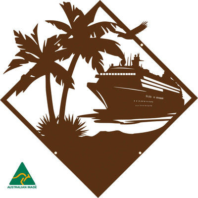 Cruise Ship Getaway Metal Wall Art | Rust Finish