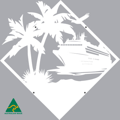 Cruise Ship Getaway Metal Wall Art | White Finish