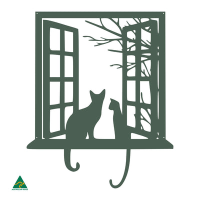 Curious Cat Metal Wall Art | Cottage Green Satin