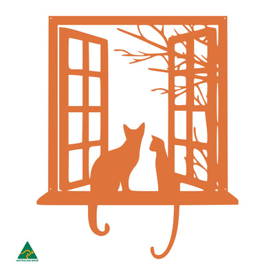 Curious Cat Metal Wall Art | Orange X15 Gloss