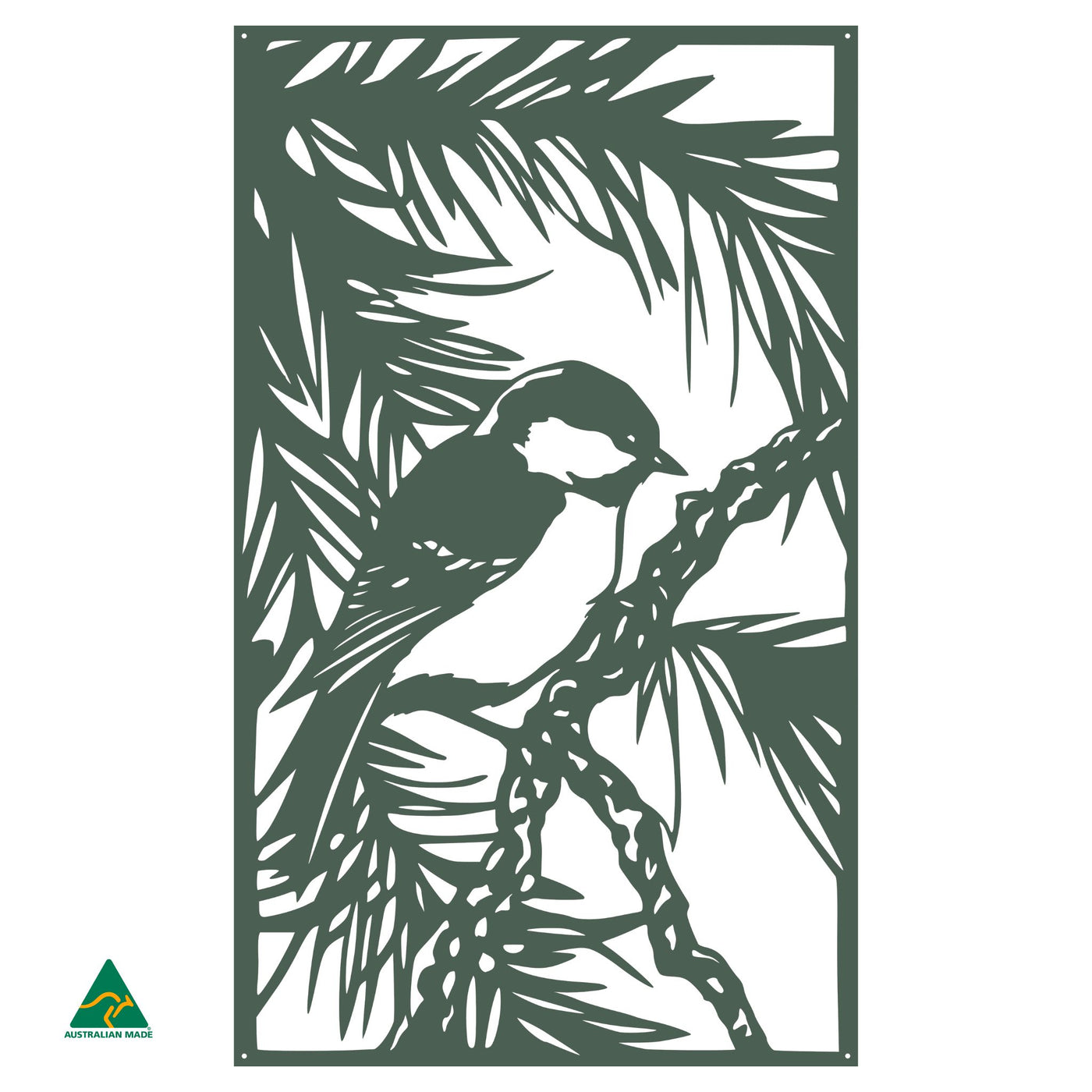 Fairy Wren Metal Wall Art | Cottage Green Satin