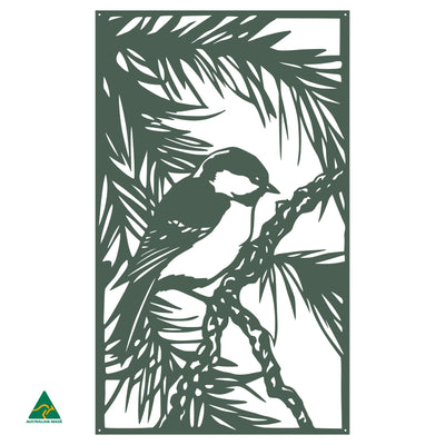 Fairy Wren Metal Wall Art | Cottage Green Satin