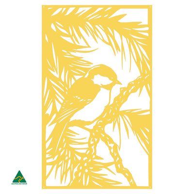 Fairy Wren Metal Wall Art | Lemon Yellow Gold