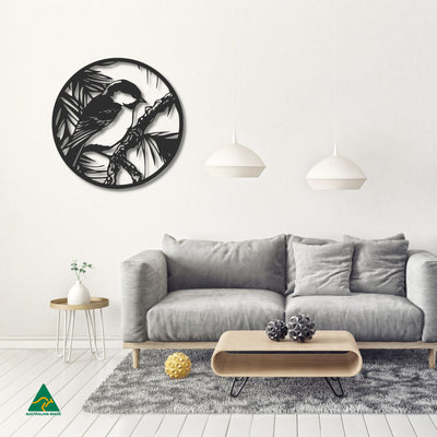 The Fairy Wren Round Metal Wall Art Staged Image | Night Sky (Black) Matt