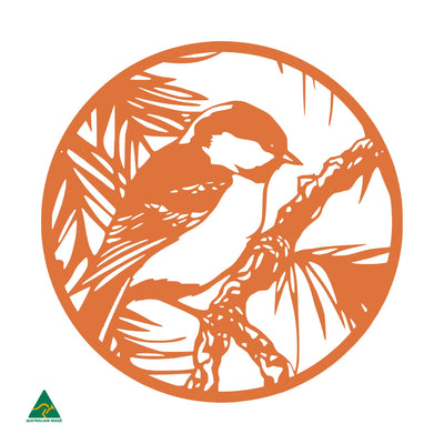 The Fairy Wren Round Metal Wall Art | Orange X15 Gloss