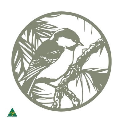 The Fairy Wren Round Metal Wall Art | Pale Eucalypt Matt